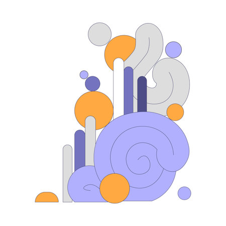 Abstract Shape Composition with Blue and Orange Figures Vector Illustrationのイラスト素材