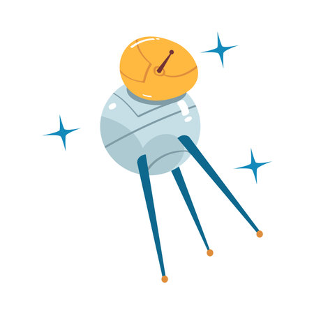 Satellite Object Flying in Outer Space Vector Illustrationのイラスト素材