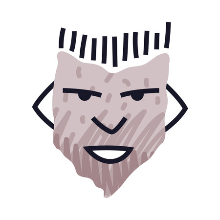 Abstract Comic Grey Face Show Emotion Vector Illustrationのイラスト素材