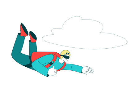 Air Sport with Man Character Free-falling While Parachuting and Skydiving Vector Illustrationのイラスト素材