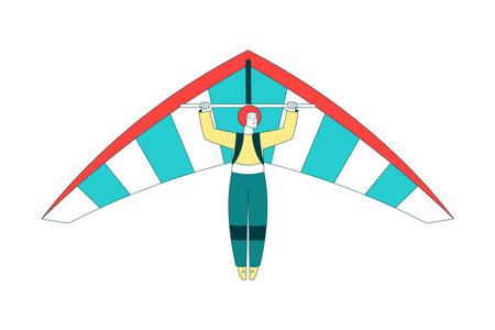 Air Sport with Man Character Hang Gliding Vector Illustrationのイラスト素材