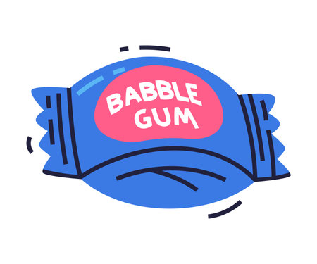 Bubble Gum Ball in Blue Package as Sweet Chewing Gum Vector Illustrationのイラスト素材