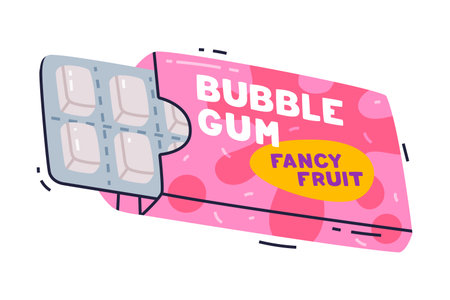 Fruit Bubble Gum in Blister Pack as Sweet Chewing Gum Vector Illustrationのイラスト素材