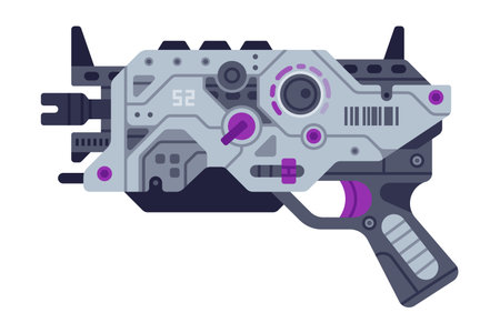 Fantastic Weapon and Raygun as Destructive Energy Gun Vector Illustrationのイラスト素材