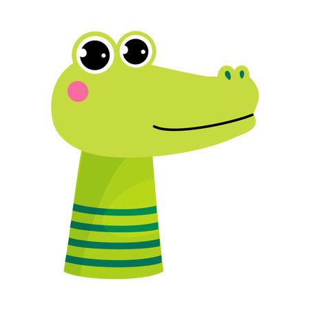 Green Crocodile Finger Toy and Puppet for Entertainment Play Vector Illustrationのイラスト素材