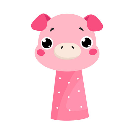 Pig Finger Toy and Puppet for Entertainment Play Vector Illustrationのイラスト素材