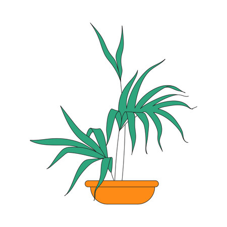 Houseplant in Ceramic Pot Growing Indoors Vector Illustrationのイラスト素材