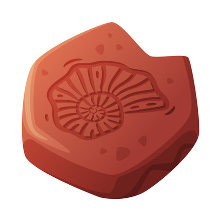 Fossil Imprint Obtained by Digging on Surface of Soil or Ground Vector Illustrationのイラスト素材