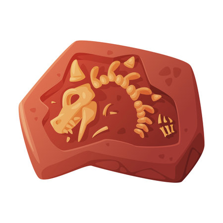 Fossil Obtained by Digging Rested in Soil or Ground Vector Illustrationのイラスト素材