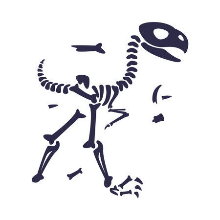 Black Bones Fossils Silhouette Obtained by Digging Vector Illustrationのイラスト素材