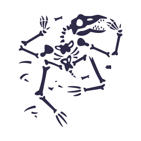 Black Bones Fossils Silhouette Obtained by Digging Vector Illustrationのイラスト素材