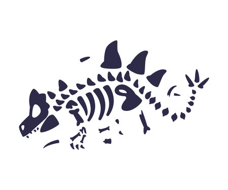 Black Bones Fossils Silhouette Obtained by Digging Vector Illustrationのイラスト素材