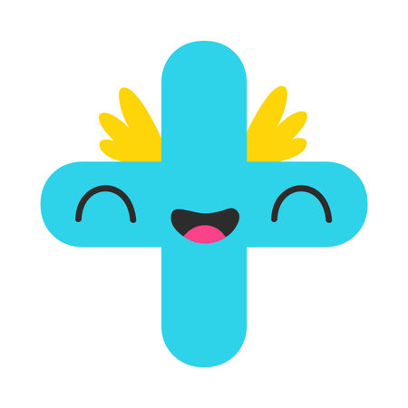 Funny Blue Plus Sign Mathematical Operation Symbol with Eye Vector Illustrationのイラスト素材