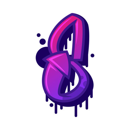 Graffiti Eight Number and Purple Bold Numeral Vector Illustrationのイラスト素材