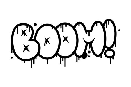 Black Boom Graffiti as Street Wall Painting Art Vector Illustrationのイラスト素材