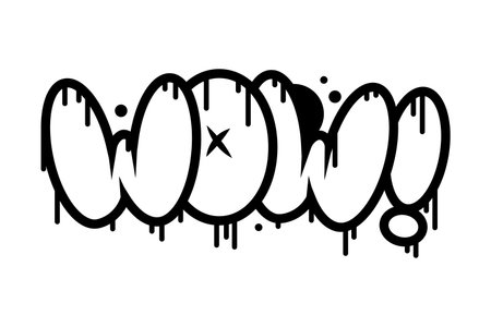 Black Wow Graffiti as Street Wall Painting Art Vector Illustrationのイラスト素材