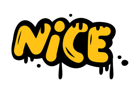 Bright Yellow Graffiti Nice Inscription as Street Wall Painting Art Vector Illustrationのイラスト素材