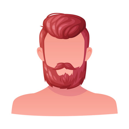 Man Hairstyle with Undercut Brown Hair and Beard Type with Head and Neck Portrait Vector Illustrationのイラスト素材
