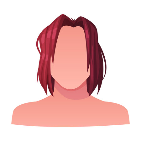 Man Hairstyle with Long Straight Brown Hair Type with Head and Neck Portrait Vector Illustrationのイラスト素材