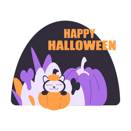 Happy Halloween Trick or Treat Night Party Element Vector Illustrationのイラスト素材