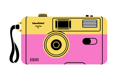Photo Camera as Bright Item from Nineties Vector Illustrationのイラスト素材