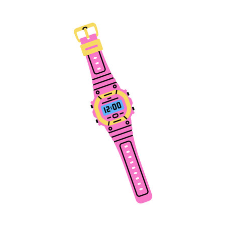 Pink Wrist Watch as Bright Item from Nineties Vector Illustrationのイラスト素材