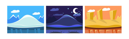 Mobile Game Horizontal Backgrounds and Scenery Vector Setのイラスト素材