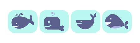 Blue Whale Icon as Sea Animal Vector Setのイラスト素材