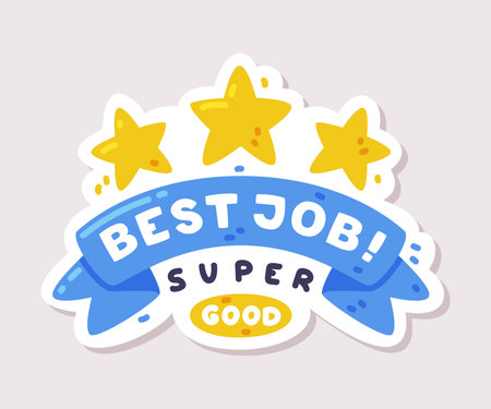 Best Job Positive Sticker Design with Stars and Saying Vector Illustrationのイラスト素材