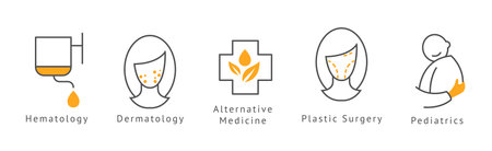 Hospital Departments Icons Isolated on White Background Vector Setのイラスト素材