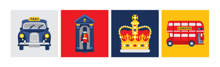London and England Symbols and Attributes Vector Setのイラスト素材