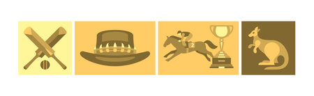 Yellow Australian Native Icons in Square Vector Setのイラスト素材