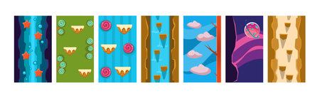 Abstract Background and Flat Backdrop for Game Interface Vector Setのイラスト素材