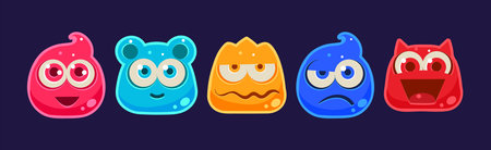Funny Jelly Characters Emotion with Muzzle Vector Set
