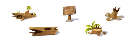 Nature Game Landscape Object and Elements Vector Setのイラスト素材