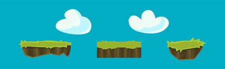 Nature Landscape Flat Elements for Game Design Vector Setのイラスト素材