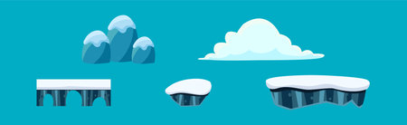 Nature Landscape Flat Elements for Game Design Vector Setのイラスト素材