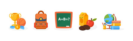 Educational and School Subject Supply and Element Vector Setのイラスト素材