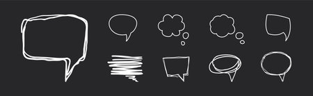 Speech Bubbles on Chalkboard as Message Cloud Vector Setのイラスト素材