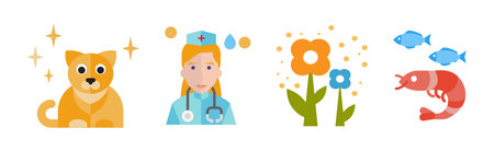 Allergies and Allergic Diseases Icon Vector Setのイラスト素材