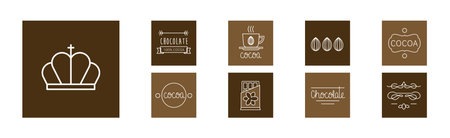 Chocolate and Cocoa Product Icon and Sign Vector Setのイラスト素材