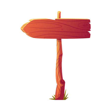 Wooden Arrow Pointer and Board on Pole for Direction or Information Vector Illustrationのイラスト素材