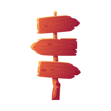 Wooden Arrow Pointer and Board on Pole for Direction or Information Vector Illustrationのイラスト素材