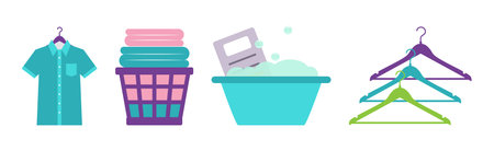 Laundry Items and Object as Clothes Washing Vector Setのイラスト素材