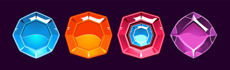 Fantasy Jewelry Gem and Crystal Stone for Game Vector Setのイラスト素材