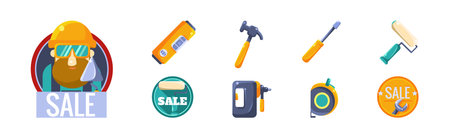 Home Repair and Handyman Service Tool Vector Setのイラスト素材