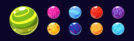 Colorful Bubbles and Ball as Glossy Round Element Vector Setのイラスト素材