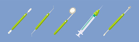 Dental Care and Hygiene Object and Tool Vector Setのイラスト素材
