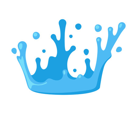 Blue Water Splash as Aqua Motion with Drops Vector Illustrationのイラスト素材