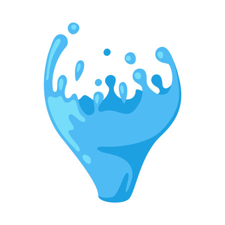 Blue Water Splash as Aqua Motion with Drops Vector Illustrationのイラスト素材